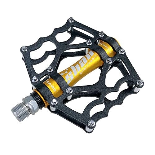 Mountain Bike Pedal : SuDeLLong Bicycle Pedal Durable Skid Mountain Bike Pedal Pedal 1 The Aluminum Alloy Material May Be Secured To The Stud Pedal Antiskid Durable Mountain Bike Pedals (Color : Gold)