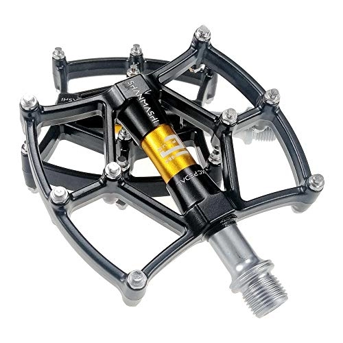 Mountain Bike Pedal : SuDeLLong Bicycle Pedal Mountain Bike Pedals 1 Pair Aluminum Alloy Antiskid Durable Bike Pedals Surface For Road BMX MTB Bike 4 Colors Antiskid Durable Mountain Bike Pedals (Color : Gold)