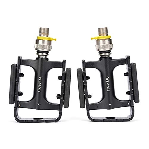 Mountain Bike Pedal : Sue Supply Bicycle Pedals 1 Pair Aluminium Alloy Platform Safety Buckle Non-Slip Bicycle Pedal, Quick Release Safety Buckle, Non-Slip Teeth, Easy to Disassemble