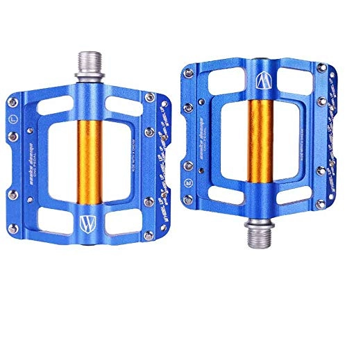 Mountain Bike Pedal : Sunbobo Bicycle Bicycle Pedal Non-slip And Durable Mountain Bike Pedal Road Bike Hybrid Pedal Bicycles Pure Metal Texture (Color : Blue)