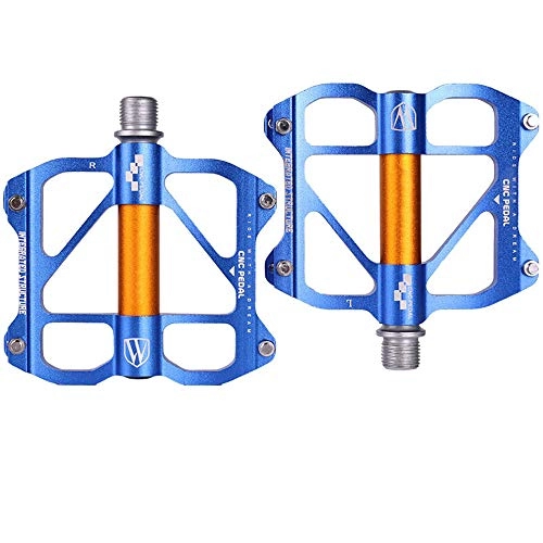 Mountain Bike Pedal : Sunbobo Bicycle Pedal Light Aluminum Mountain Bike Road Bike Fixed Gear Bicycle Sealed Bearing Pedal Bicycles Pure Metal Texture (Color : Blue)
