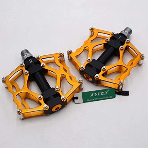 Mountain Bike Pedal : SUNDELY Gold Mountain Bike Platform Pedals Flat Sealed Bearing Bicycle Pedals 9 / 16