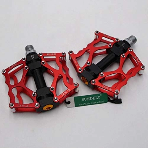 Mountain Bike Pedal : SUNDELY® Red Mountain Bike Platform Pedals Flat Sealed Bearing Bicycle Pedals 9 / 16”