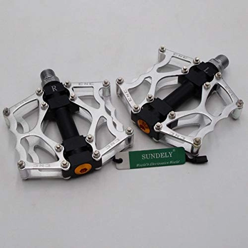 Mountain Bike Pedal : SUNDELY Silver Mountain Bike Platform Pedals Flat Sealed Bearing Bicycle Pedals 9 / 16