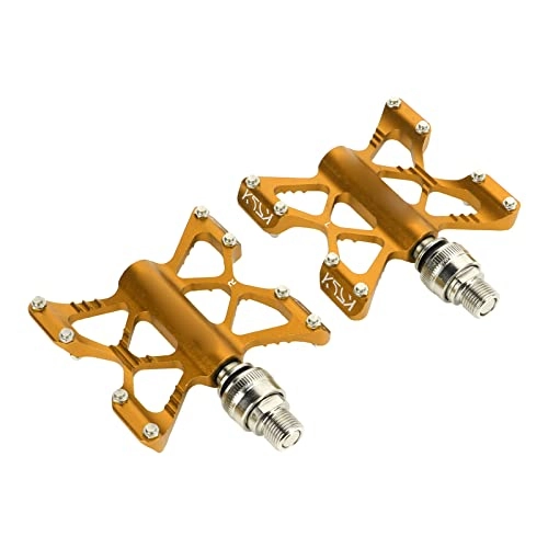 Mountain Bike Pedal : SUNGOOYUE 1 PCS Bicycle Quick Release Pedals, Bicycle Aluminum Alloy Pedals, Suitable For Road And Mountain Folding Bicycles(Gold (boxed))