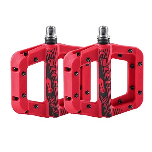 Mountain Bike Pedal : Suudada Bicycle Pedals 9 / 16 Inch Non-Slip Lightweight Nylon Fiber Bicycle Platform Pedals For Mountain Bikes-Red