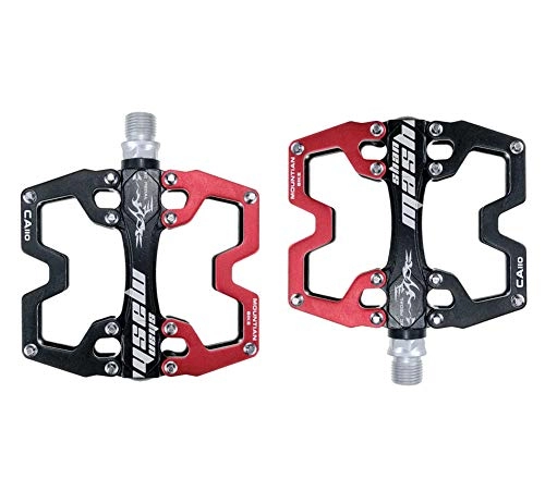Mountain Bike Pedal : Sxmy Bicycle pedals, mountain bike pedals, flat pedals, large pedals, non-slip pedal nails, Red