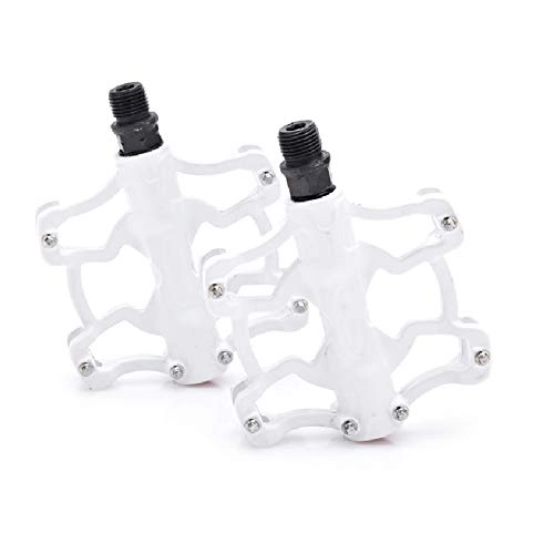 Mountain Bike Pedal : SYLTL Bike Pedals Universal Bearing Aluminum Alloy Ultralight Road Bike Hybrid Pedals a Pair Non-Slip Bicycle Accessories, White