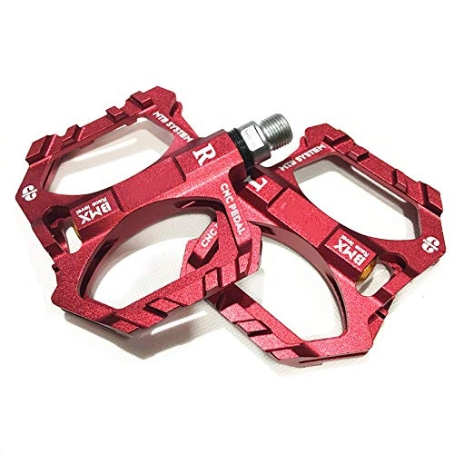 Mountain Bike Pedal : SYLTL Cycling Pedals, Antiskid Durable Aluminum Alloy Mountain Bike Pedals Riding Accessories 1 Pair, red