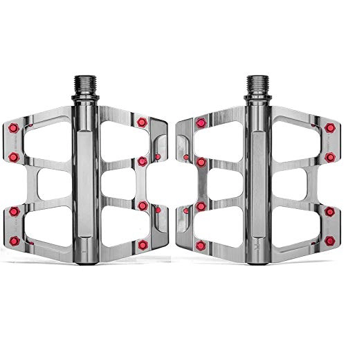 Mountain Bike Pedal : SYLTL Mountain Bike Pedals, Polished Aluminum Alloy Bicycle Cycling Pedals Antiskid Ultralight Road Bike Hybrid Pedals, titanium