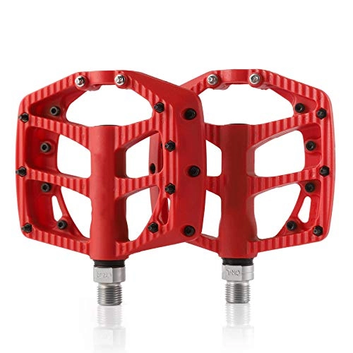 Mountain Bike Pedal : SYLTL Road Bike Hybrid Pedals Aluminum Alloy Ultralight 1 Pair Foldable Bike Pedals Bicycle Bearing Accessories, Red