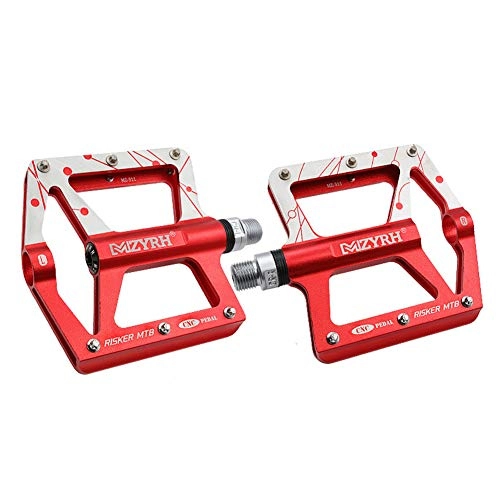 Mountain Bike Pedal : TANCEQI Bike Pedals 9 / 16 Inch Mountain Bicycle Pedals Lightweight CNC Machined Aluminum Alloy Road Flat Cycling Pedals with Sealed Bearings, Set of 2, Red