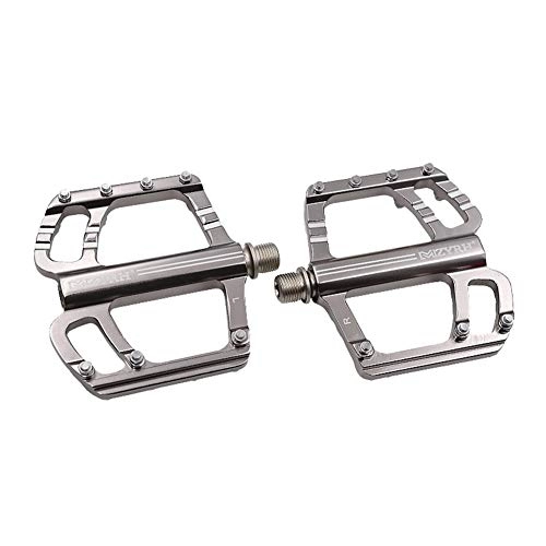 Mountain Bike Pedal : TANCEQI Mountain Bike Pedals 1 Pair Road Bicycle Pedals Lightweight Aluminum Alloy Wide Platform Pedals with 14 Anti-Skid Pins, Universal 9 / 16" for Road Mountain BMX MTB Bike, Silver