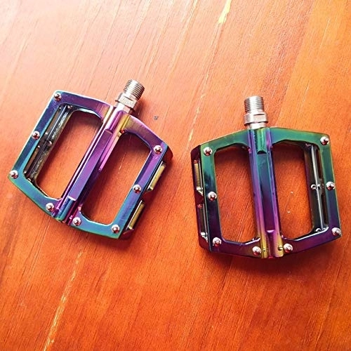 Mountain Bike Pedal : TLBBJ Bicycle pedal Colorful MTB Flat Pedal Bicycle Pedals Ultralight Aluminum Alloy Bearing Mountain Bike Pedal Non-slip Rainbow Pedals Bike Parts practical (Color : Rainbow)