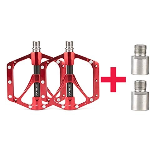 Mountain Bike Pedal : TOPRONG Mountain Bike Titanium Alloy Shaft Ultra-light Pedal With Large Tread Anti-skid (Color : Red, Size : B)