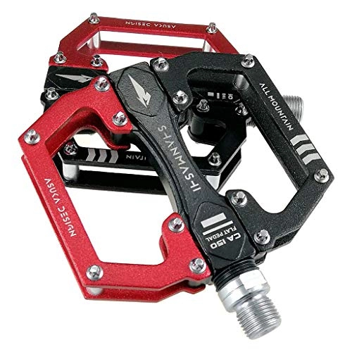 Mountain Bike Pedal : TRAACEM Bicycle Pedals, 9 / 16" CNC Aluminum Alloy, with Sealed Bearing Slip, Road Bike Pedals, Suitable for All Types of Motorcycles, Red