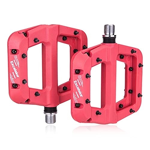 Mountain Bike Pedal : UKKD Bicycle Pedals Mtb Bike Pedals Non-Slip Mountain Bike Pedals Platform Nylon Fiber Bicycle Flat Pedals 9 / 16 Inch Bicycle Accessories-Red