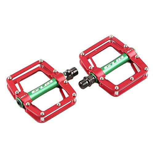 Mountain Bike Pedal : VOSAREA Pair of Universal Pedal Pedal Pedals for Mountain Bike Non-Slip Flat Pedal (Green Red)