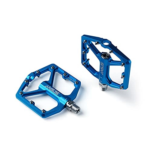Mountain Bike Pedal : WENYOG Bike Pedals Anti Slip Ultralight Bicycle Pedal Aluminum Alloy CNC Bike Footrest Flat Cycling BMX Pedal Mountain Road Bike Accessories (Color : Blue)