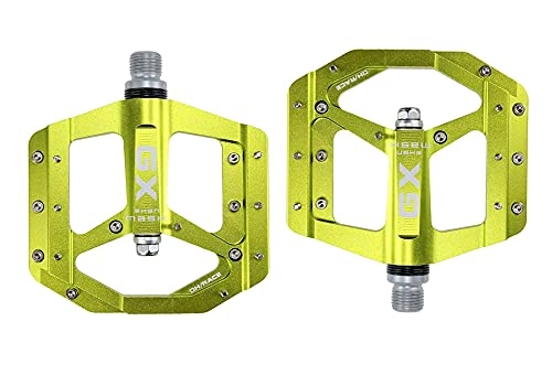 Mountain Bike Pedal : WENYOG Bike Pedals Flat Foot Pedal Sealed Bike Pedals CNC Aluminum Body For MTB Road Mountain Bike 3 Bearing Bicycle Pedal Parts (Color : Green)