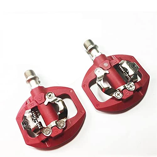 Mountain Bike Pedal : WENYOG Bike Pedals Indoor Bearing MTB Pedal Self-Locking Cycling Mountain Bike Pedal Cleats Nylon Bicycle Pedals Bicylete Parts (Color : Red pedal)