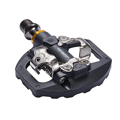 Mountain Bike Pedal : WENYOG Bike Pedals Mountain Lock Pedal And Flat Pedal Dual-use Without Conversion Aluminum Alloy Self-locking Pedal (Color : Black)