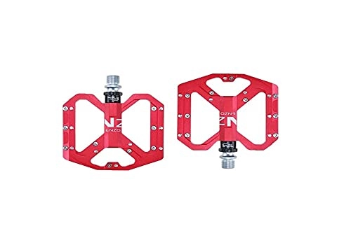 Mountain Bike Pedal : WENYOG Bike Pedals Mountain Non-Slip Bike Pedals Platform Bicycle Flat Alloy Pedals 9 / 16" 3 Bearings For Road MTB Fixie Bikes (Color : Red)