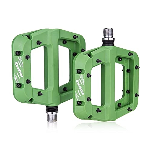 Mountain Bike Pedal : WENYOG Bike Pedals MTB Bike Pedal Nylon 2 Bearing Composite 9 / 16 Mountain Bike Pedals High-Strength Non-Slip Bicycle Pedals Surface for Road (Color : Green)