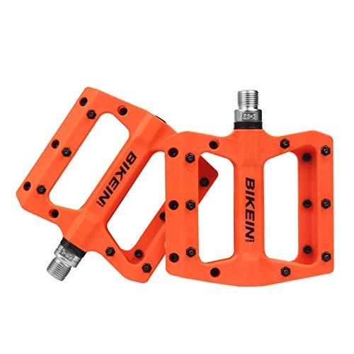 Mountain Bike Pedal : WFEI Bicycle Pedals Nylon Fiber Ultra-Light Mountain Bike Pedal Fat Platform Pedals Road Bike Bearing Pedals Cycling Parts 4 Colors, Orange