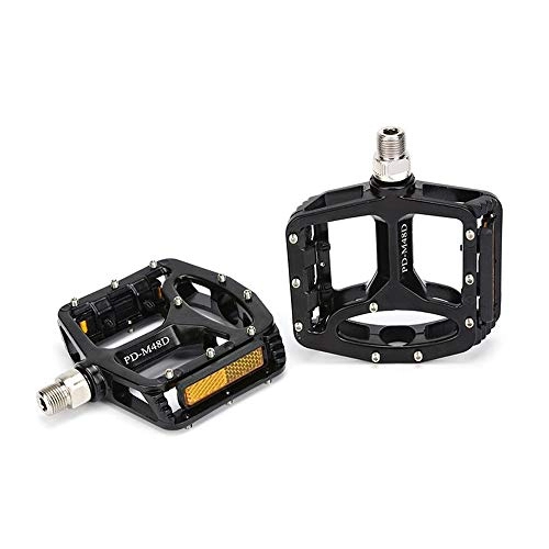 Mountain Bike Pedal : WJH Bicycle Pedals, Mountain Bikes Non-slip Durable Illuminated Pedals with Reflectors, Aluminum Alloy DU Bearings, Outdoor Cycling Bicycle Pedals