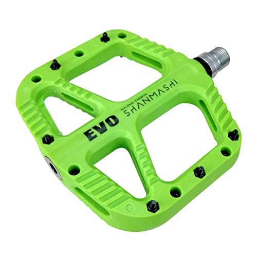 Mountain Bike Pedal : WMM Bike Pedal Nylon Composite Bearing 9 / 16 Mountain Pedals High-Strength Non-Slip Surface for Road Bicycle BMX MTB (Color : Green)