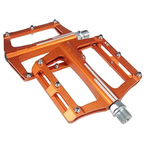 Mountain Bike Pedal : WMMDM Alloy Flat-Platform Pedals For Cycling Mountain MTB BMX Bike Bicycle Bearing 9 / 16 Inch (Color : Orange)