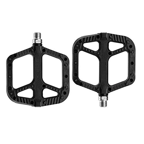 Mountain Bike Pedal : WMMDM Mountain Bike Non-Slip Pedals, Bicycle Nylon Flat-Platform Bearing Pedals 9 / 16 inch Surface for Road BMX MTB (Color : Black)