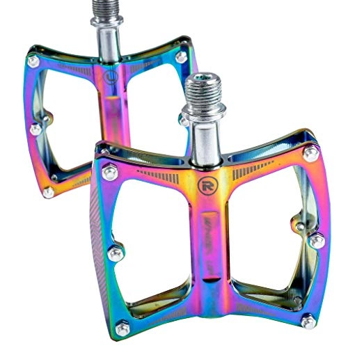 Mountain Bike Pedal : WOLJW Bicycles Pedals, Colorful Mountain Bike Pedals Non Slip Aluminum Alloy Bearings for Bike Accessory
