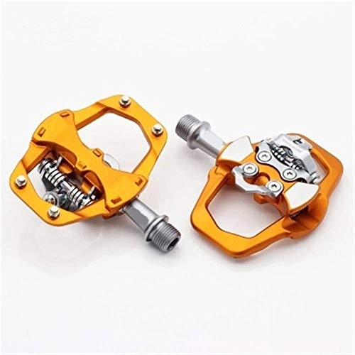Mountain Bike Pedal : WPLHH Aluminum Road Bike Pedals MTB Mountain Ultralight Folding Bicycle Sealed Bearing Pedal Bicicleta Cycling Accessories Spare Parts Bike Replacement Parts Hybrid Bearing (Color : Gold)