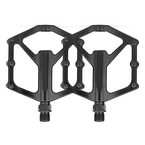 Mountain Bike Pedal : WPLHH Lightweight Mountain Bike MTB Pedal for Bicycle 1 Pair Aluminium Alloy Bearing Pedals Bicycle Parts Bike Replacement Parts, Black Hybrid Bearing (Color : Black)