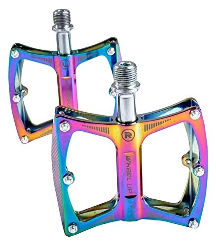 Mountain Bike Pedal : WSGYX Bike Pedal Ultralight Aluminum Alloy Anti-Slip Platform Bearing Colorful Pedals for BMX Mountain Bike Accessories Bike Pedals (Color : Rainbow)