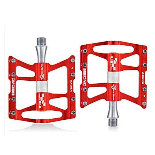 Mountain Bike Pedal : WULIHONG-pedalBike Pedals Advanced 4 Bearings Fine-quality Mountain Platform Bicycle Flat 9 / 16" Hollowing Ultralight Bike Pedals Red