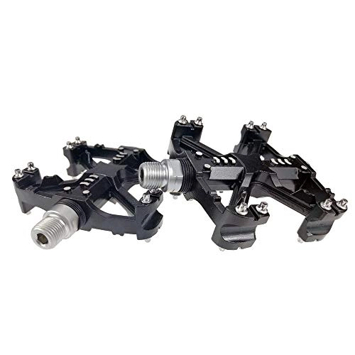 Mountain Bike Pedal : WyaengHai Bicycle pedal Mountain Bike Pedals 1 Pair Aluminum Alloy Antiskid Durable Bike Pedals Surface For Road BMX MTB Bike Off-road bicycle pedal (Color : Black)