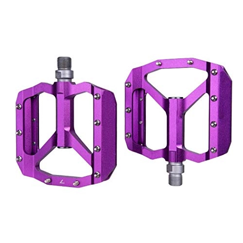Mountain Bike Pedal : XBETA Durable Mountain Bike Pedals, Aluminum Alloy Flat-Platform Pedals, for Mountain Bike Bicycle, 1 Pair (Color : Purple)