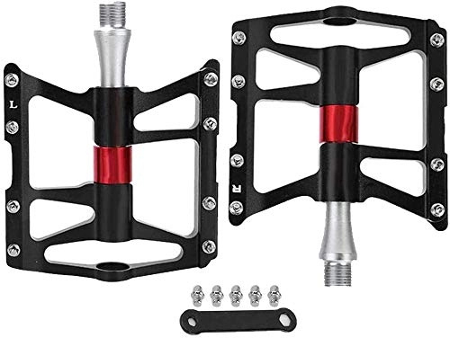 Mountain Bike Pedal : XHUENG Bike Pedal 1 Pair of Aluminum Alloy Mountain Road Bike Pedals Lightweight Bicycle Replacement Parts, Color:Black (Color : Black)