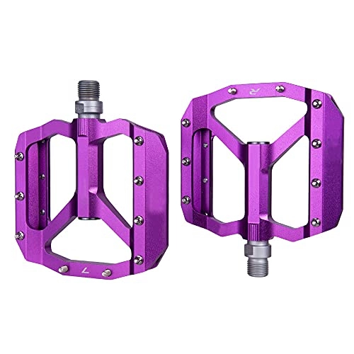 Mountain Bike Pedal : XINGYAN Bicycle pedals, Mountainbike Aluminium Alloy Lager pedals, 9 / 16 inch non-slip bicycle platform flat pedals, suitable for road and mountain, BMX, Purple