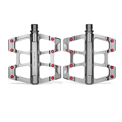 Mountain Bike Pedal : XIONGHAIZI Bicycle Pedal, Universal Mountain Bike Pedal Platform Bicycle Super-sealed Bearing Aluminum Alloy Flat Pedal 9 / 16", High Quality (Color : Silver)
