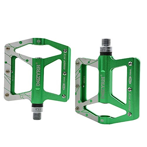 Mountain Bike Pedal : XXZ Bicycle Pedals, Wide Platform Bike Pedals Double MTB Pedals Bike Mountain Bike Flat Pedals Cycling Pedals with Anti-slip Locking Spindle and Durable Fixed Gear, Green