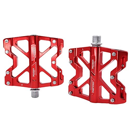 Mountain Bike Pedal : XXZ Mountain Bike Pedals, 3 Bearing Composite 9 / 16 Bicycle Pedals High-Strength Non-Slip Surface for Road BMX MTB Fixie Bikes flat Bike Alloy, Red