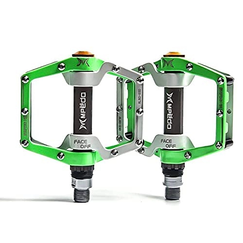Mountain Bike Pedal : XYXZ Bicycle Platform Flat Pedal Mtb Wide Platform Pedals Mtb Bike Flat Pedals 2 Bearings Bicycle Pedals Non-Slip Bearing Pedals Bicycle Accessories Dropshipping (Color : Green)