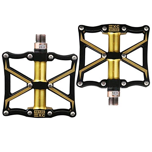 Mountain Bike Pedal : Y-sport Bicycle pedal Cycling Equipment Accessories Bicycle Pedal Bearing Palin Mountain Bike Pedals Non-slip Pedal (Color : Gold)