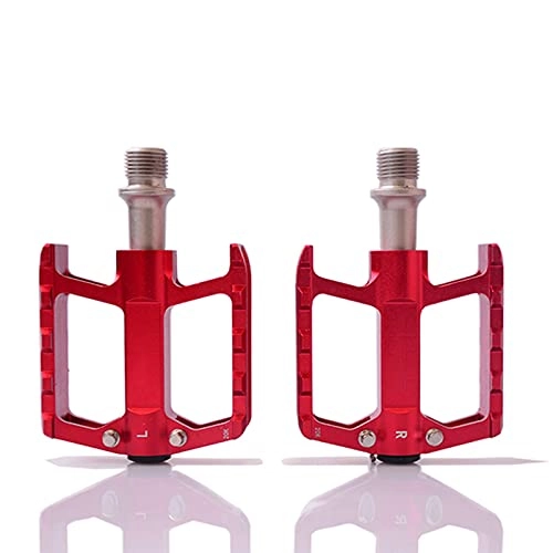 Mountain Bike Pedal : Yamyannie Bike Pedals Road Bicycle Pedal Accessories with Lightweight Aluminum Alloy Bearing for Outdoors (Color : Red, Size : 10.5x7cm)