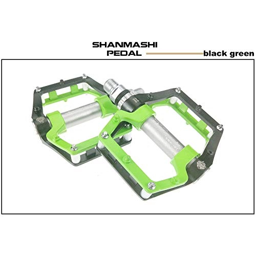 Mountain Bike Pedal : Yangxuelian Bicycle Cycling Bike Pedals Mountain Bike Pedals 1 Pair Aluminum Alloy Antiskid Durable Bike Pedals Surface For Road BMX MTB Bike 5 Colors (SMS-181) for Biking (Color : Black green)