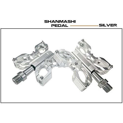 Mountain Bike Pedal : Yangxuelian Bicycle Cycling Bike Pedals Mountain Bike Pedals 1 Pair Aluminum Alloy Antiskid Durable Bike Pedals Surface For Road BMX MTB Bike 6 Colors (SMS-05) for Biking (Color : Silver)